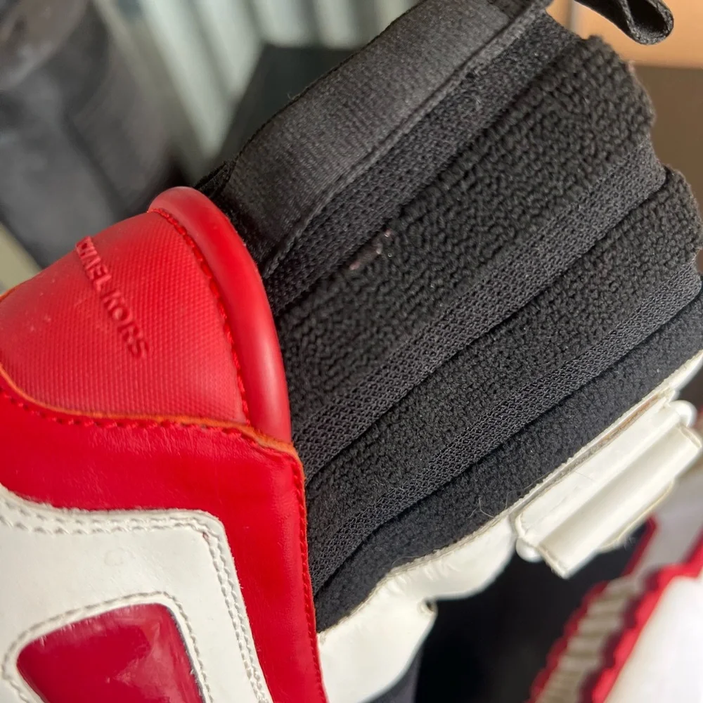 Michael Kors Black and White High-Top Sneakers with Red Accents - Picture 14 of 16